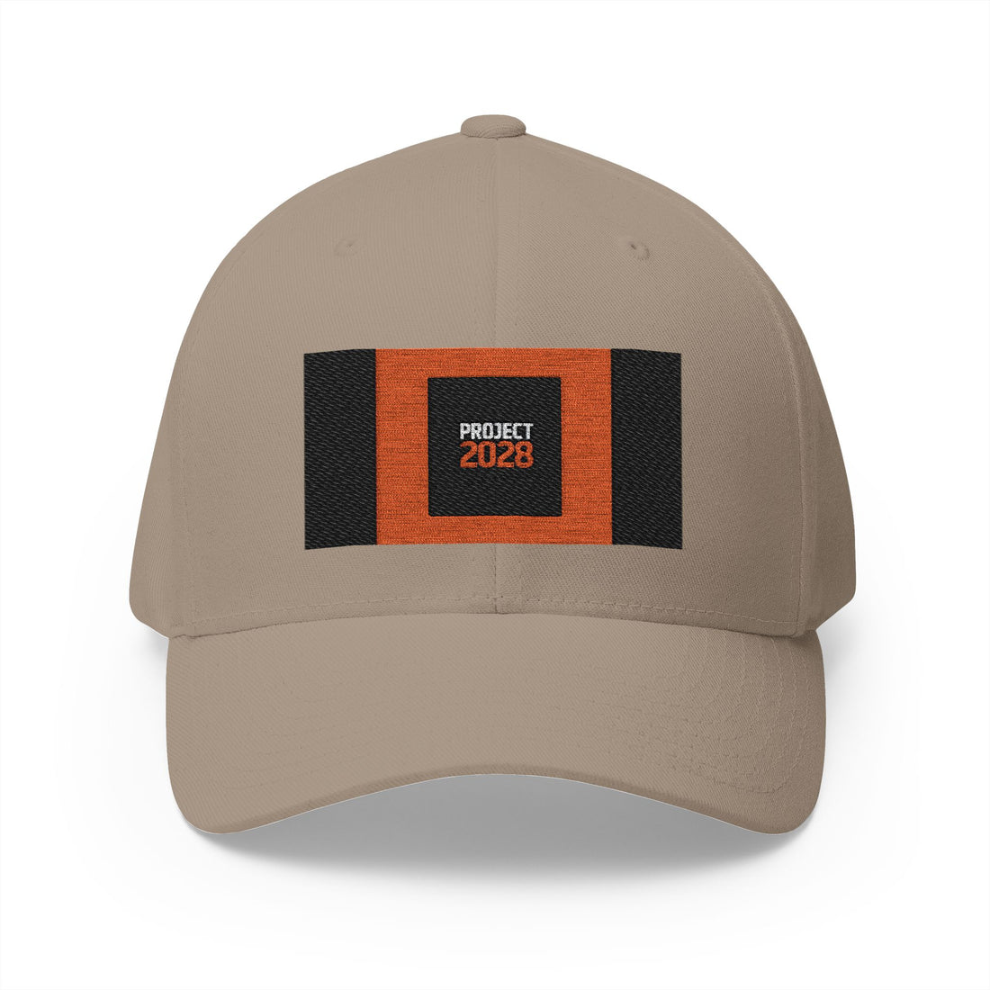 Embroidered 'Project 2028' Structured Cap — Retro Orange & Black Patch