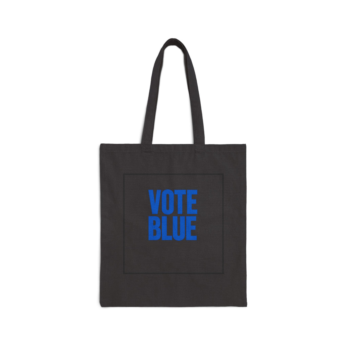 Vote Blue Cotton Tote Bag — “Democracy Is Not Automatic” Political Canvas Shopper