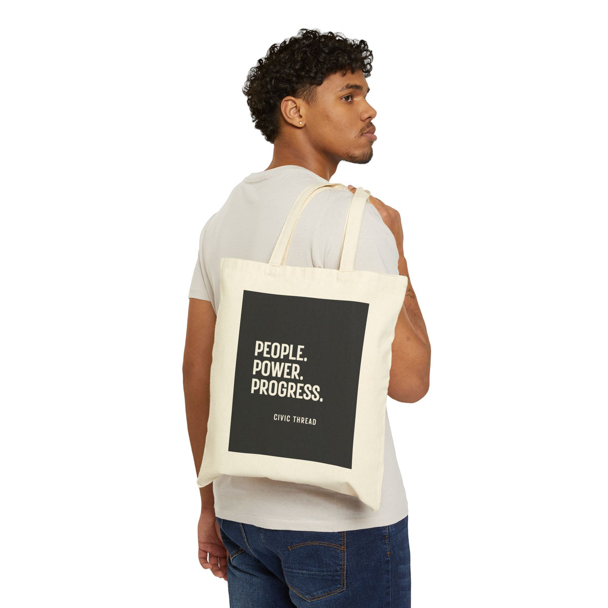 Democracy Tote Bag — "Democracy Is Not Automatic" Cotton Canvas Protest Tote